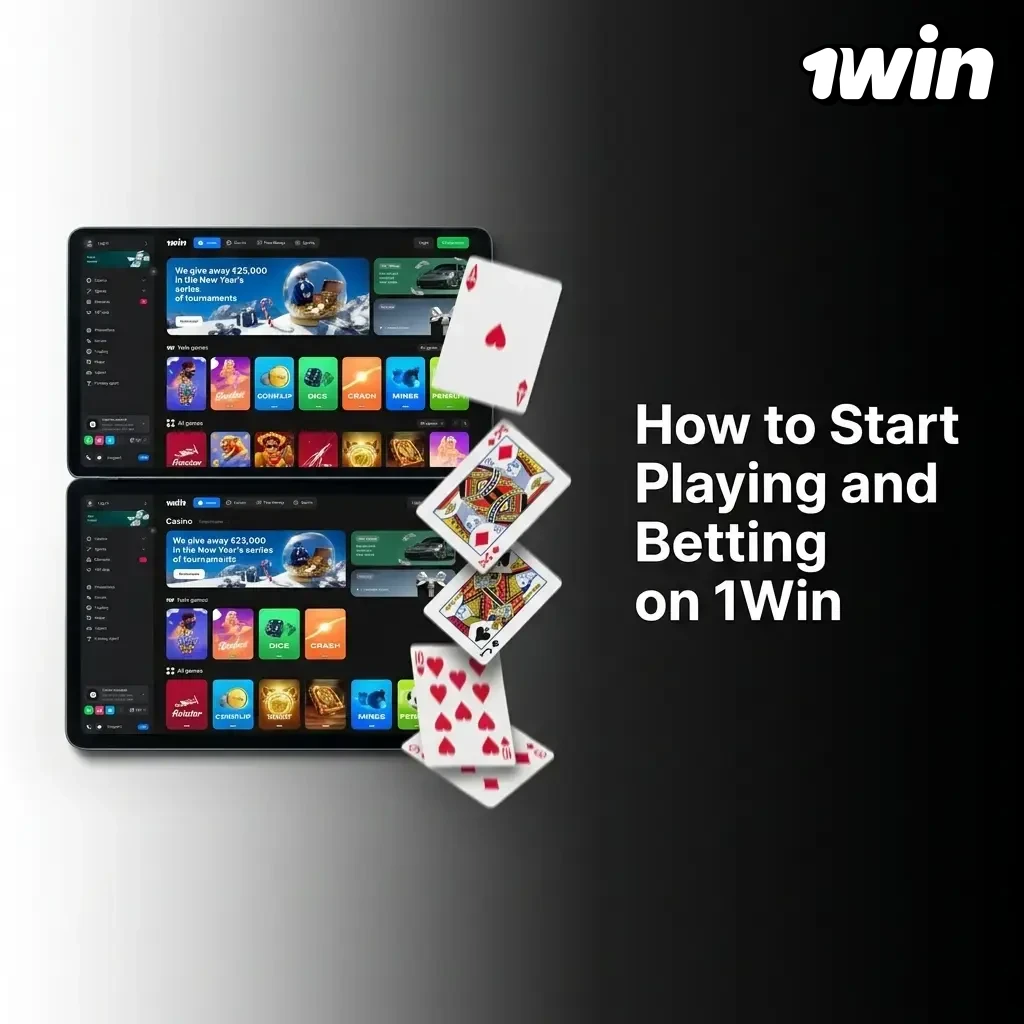 1Win registration steps showing account creation, deposit with UPI or Paytm, and claiming 500% welcome bonus in INR